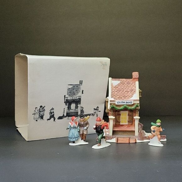 Department 56 CHILDE POND AND SKATERS Set of 4 Dickens Heritage Village 5903-0 - Picture 1 of 12